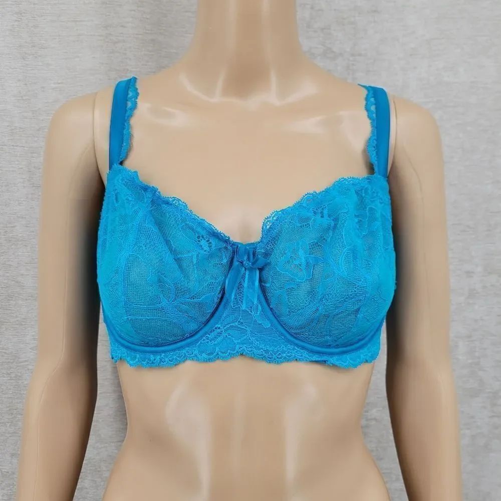 Victoria's Secret Unlined Demi Blue Lace Underwire Bra Women's 38D
